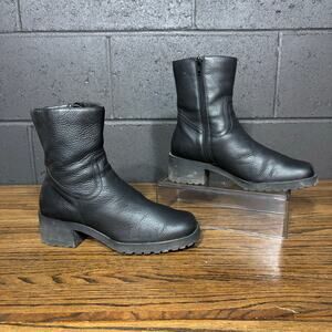 Victoria’s Secret Women’s Black Leather Ankle Moto Boots Block Heel Size 8.5